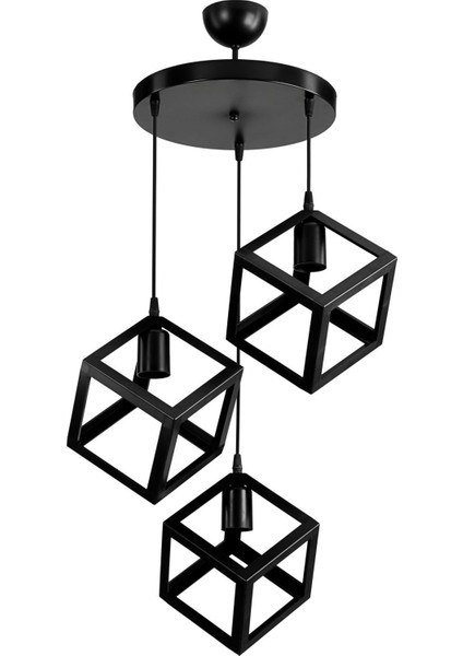 Siyah Küp Sarkıt Avize Salon Yatak Odası Mutfak Koridor Lamba fırsatları