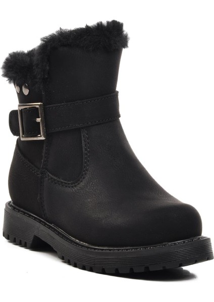 24064-P Siyah-Zümrüt Içi Polarlı Kız Çocuk Bot