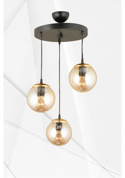 Sonsuz Sarkıt Tepsi Siyah 3'lü Bal Glop Top Camlı Düz Aşağı Bakan Lüks Avize fiyatları