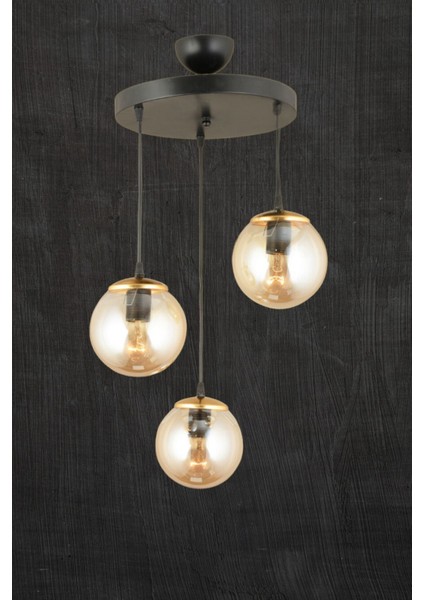 Sonsuz Sarkıt Tepsi Siyah 3'lü Bal Glop Top Camlı Düz Aşağı Bakan Lüks Avize fırsatları