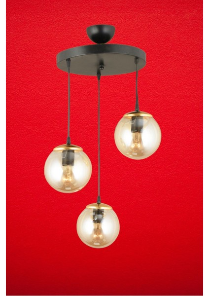 Sonsuz Sarkıt Tepsi Siyah 3'lü Bal Glop Top Camlı Düz Aşağı Bakan Lüks Avize indirimleri