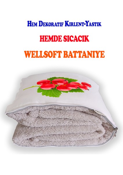 Kırmızı Salkım Baskılı Dekoratif Yastık Kırlent Opsiyonel Battaniye fiyatları