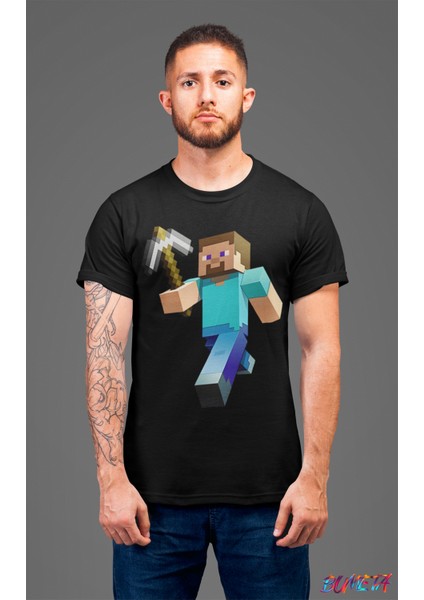 Minecraft Steve Karakter Oyun Game Tişört T-Shirt modelleri