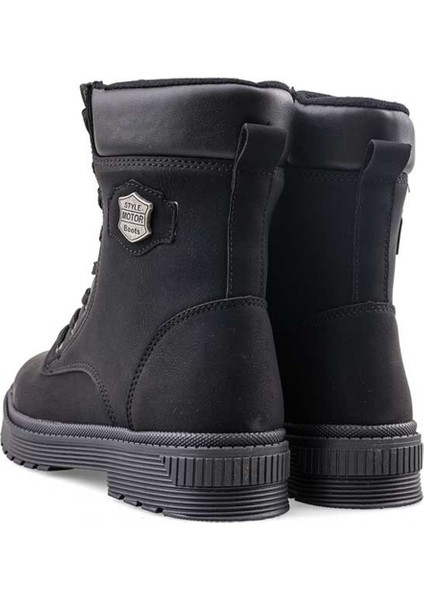 24070-24 Deri Fermuarlı Kadın Bot Nubuk Siyah modelleri