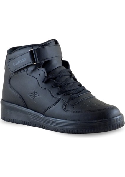 4125-24 Deri Anatomik Hafıza Taban Kadın Spor Bot Siyah Füme