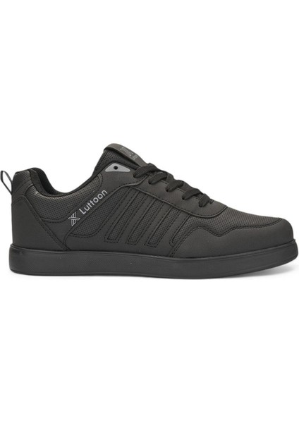 4189-24 Deri Anatomik Hafıza Taban Kadın Sneaker Siyah Füme