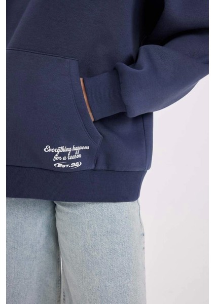 C7817 Oversize Fit Kapüşonlu Baskılı Sweatshirt