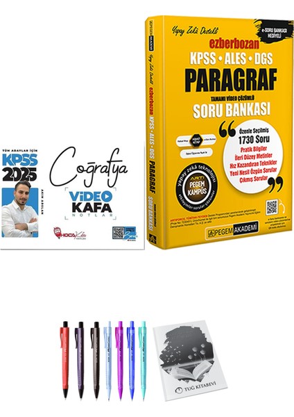 Ezberbozan KPSS ALES DGS Paragraf Soru Bankası - Hoca Kafası 2025 KPSS Coğrafya Video Kafa Notlar + Hediyeli