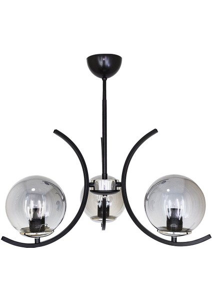 Oppo 3'lü Füme Rengi Glob Camlı Siyah Modern Sarkıt Avize Oturma Odası Salon fiyatları