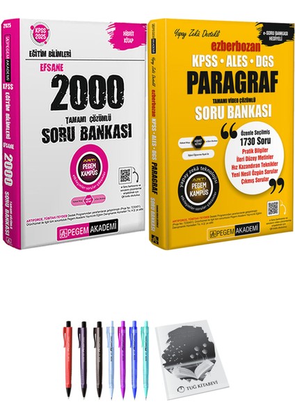 Ezberbozan KPSS ALES DGS Paragraf Soru Bankası - 2025 KPSS Eğitim Bilimleri Efsane 2000 Soru Bankası + Hediyeli