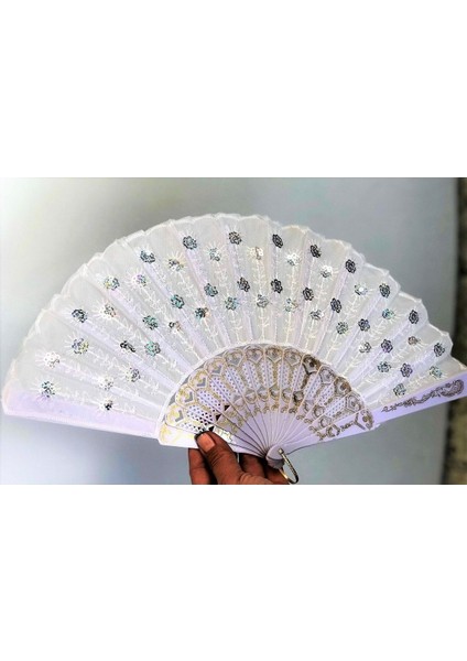 - Gelin Kızın Bohçasına Özel Kumaş Beyaz Yelpaze