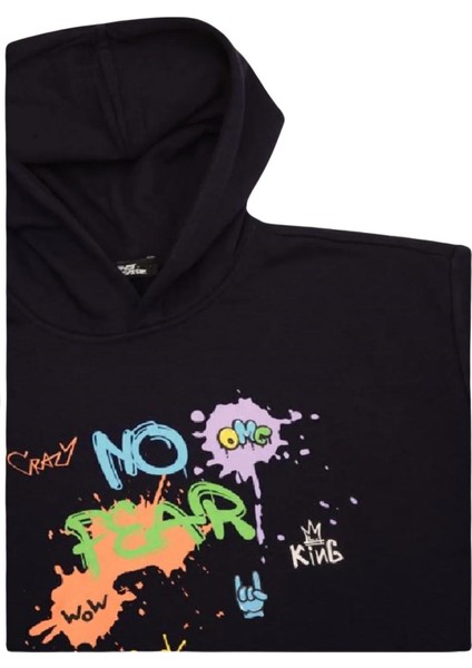 Erkek Çocuk Baskılı Kapişonlu Sweatshirt - Lacivert fiyatları