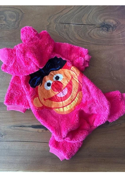 Muppets Kapüşonlu Pembe Peluş Küçük Irk Köpek Tulumu