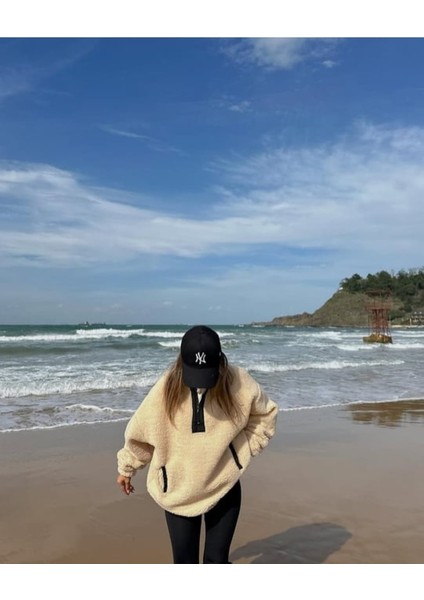 Kadın Oversize Kalıp Fermuarlı Dik Yaka Teddy Sweat modelleri