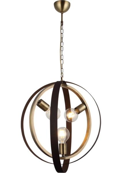 Tado 3 Lü Antik Lak/kahve Boyalı Avize 3 x E27