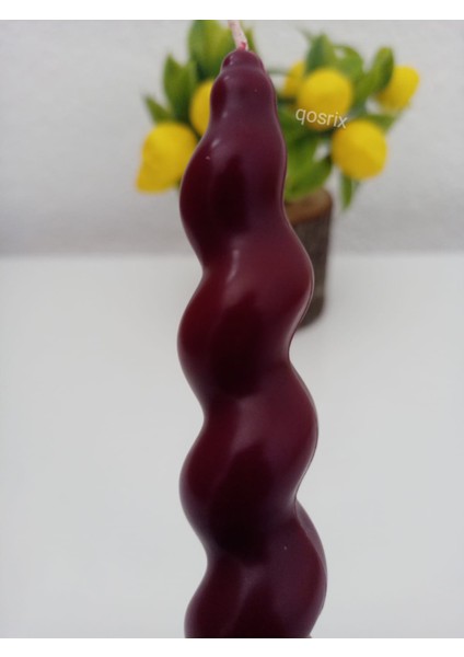 Qosri x 5'li Bordo Italyan Burgulu Şamdan Soya Mumu Doğal Kokulu Uzun Çubuk Konik Burgu Spiral Mum Dekoratif fiyatları