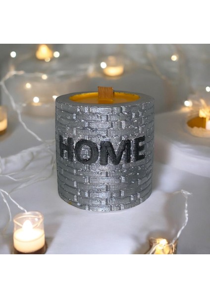 Preto Home Desenli Hediyelik Kokulu Dekoratif Mum - Silver %100 Soya Wax