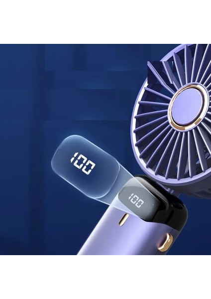 N-15 LED Ekranlı Katlanabilir Boyun Montajlı 5 Hız Kademeli Şarj Edilebilir Taşınabilir Katlanabilir El FANı