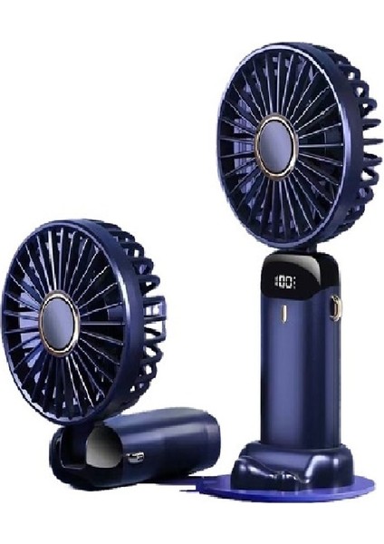 N-15 LED Ekranlı Katlanabilir Boyun Montajlı 5 Hız Kademeli Şarj Edilebilir Taşınabilir Katlanabilir El FANı