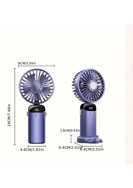 N-15 LED Ekranlı Katlanabilir Boyun Montajlı 5 Hız Kademeli Şarj Edilebilir Taşınabilir Katlanabilir El FANı