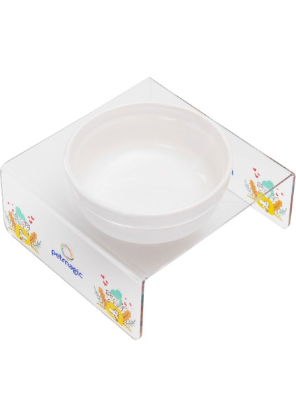 Akrilik Beyaz Seramik Tekli Evcil Hayvan Kedi ve Mini Irk Köpek Mama Kabı Kedili Kız modelleri