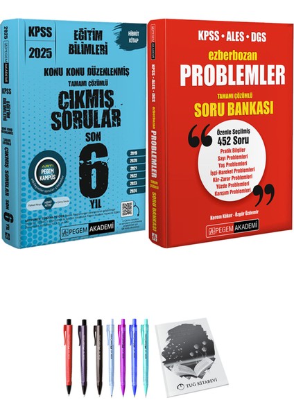 Ezberbozan KPSS ALES DGS Problemler Tamamı Çözümlü Soru Bankası - 2025 KPSS Eğitim Bilimleri Konu Konu Düzenlenmiş Tamamı Çözümlü Çıkmış Sorular Son 6 Yıl + Hediyeli