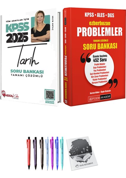 Ezberbozan KPSS ALES DGS Problemler Tamamı Çözümlü Soru Bankası - Hoca Kafası 2025 KPSS Tarih Soru Bankası + Hediyeli