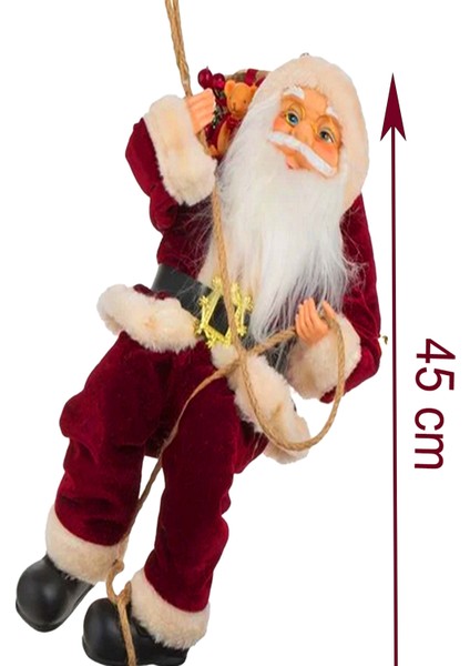 Yılbaşı Süsü Noel Baba Biblo Figür Büyük Boy 45cm - Asma Ipi İle 78 Cm