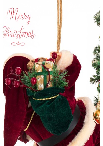 Yılbaşı Süsü Noel Baba Biblo Figür Büyük Boy 45cm - Asma Ipi İle 78 Cm