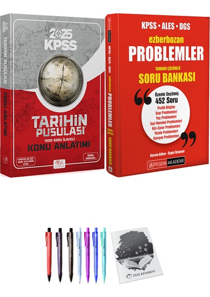 Ezberbozan KPSS ALES DGS Problemler Tamamı Çözümlü Soru Bankası - Cba Yayınları 2025 KPSS Tarihin Pusulası Konu Anlatımı - Ismail Adıgüzel + Hediyeli