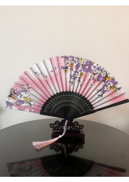 - Yelpaze Pembe - Gri Şık Desenli Doğal Serinletici Yelpaze P106 modelleri