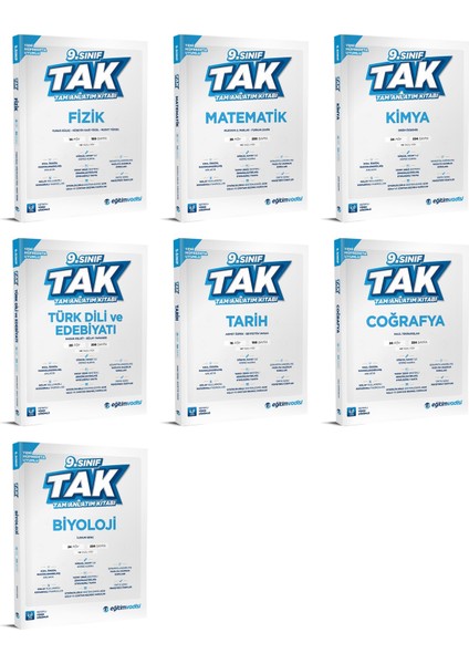 2025 9. Sınıf Tak Tam Anlatım Fizik - Matematik - Kimya - Edebiyat - Tarih - Coğrafya - Biyoloji 7'li Set