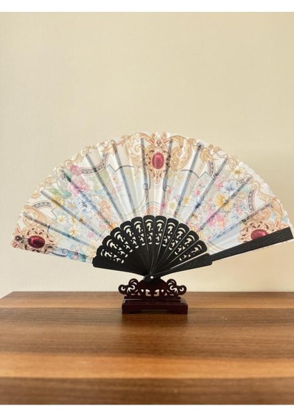 - Renkli Şık Çiçek Desenli Yelpaze