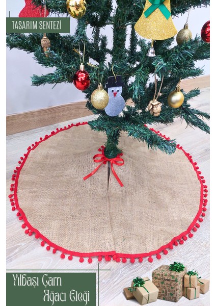 Yılbaşı Çam Eteği Örtüsü Jüt Yeni Yıl Çam Ağacı Eteği Ağaç Altlığı Ağaç Süsü Christmas Noel Hediye
