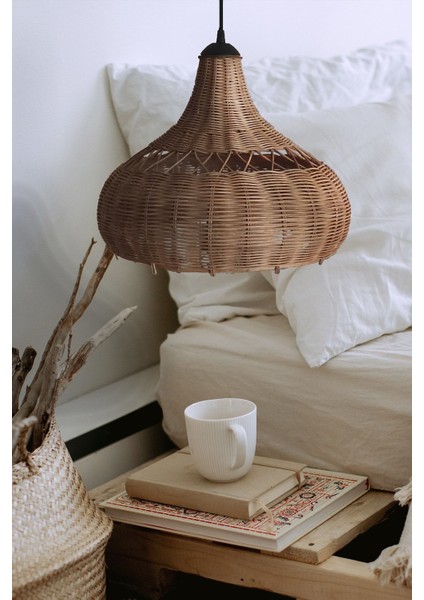 Bambu Sarkıt Avize Rattan Sarkıt: Cloud 40 cm (Çam Kabuğu)