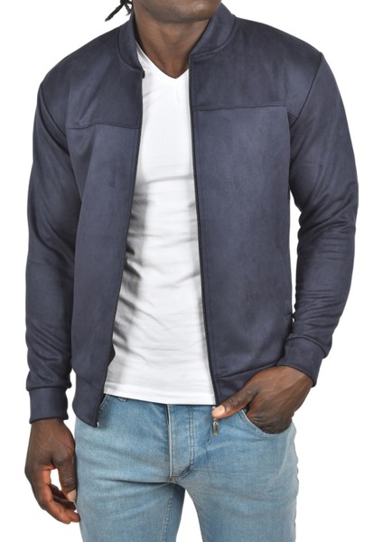 Dar Kesim Likralı Fermuarlı Süet Kumaş Ceket Ince Mont 2504334