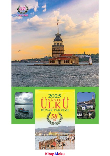 Ülkü Takvimcilik 2025 Vasıf Ülkü Duvar Takvimi ve Arkalı Önlü Kız Kulesi-Şirince Manzaralı Karton (Kod:06)