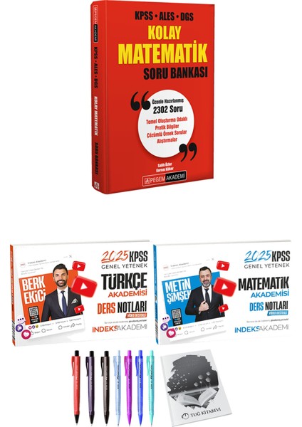 KPSS ALES DGS Kolay Matematik Soru Bankası - 2025 KPSS Türkçe Matematik Akademisi Video Ders Notları + Hediyeli