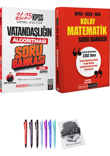 KPSS ALES DGS Kolay Matematik Soru Bankası - 2025 KPSS Vatandaşlığın Algoritması Soru Bankası + Hediyeli