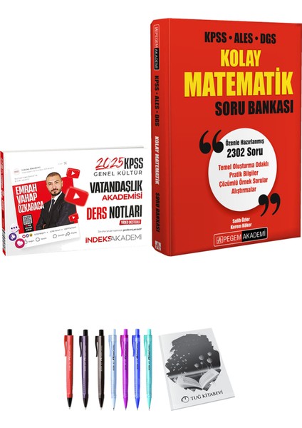 KPSS ALES DGS Kolay Matematik Soru Bankası - 2025 KPSS Vatandaşlık Akademisi Video Ders Notları + Hediyeli