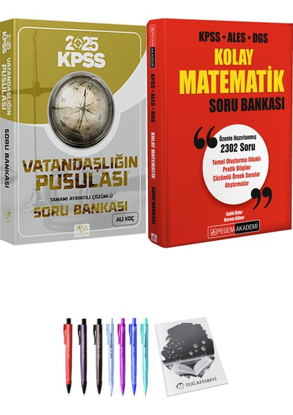 CBA KPSS ALES DGS Kolay Matematik Soru Bankası - Cba Yayınları 2025 KPSS Vatandaşlığın Pusulası Soru Bankası Çözümlü + Hediyeli