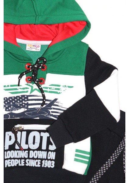Pilots Temalı Erkek Çocuk Kapüşonlu Takım - Siyah/yeşil fiyatları