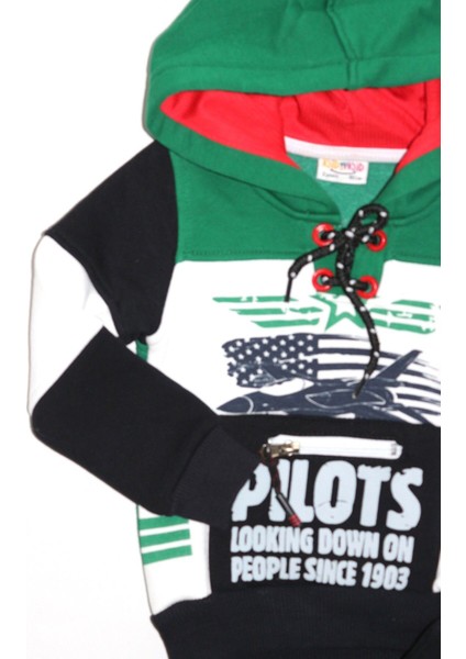 Pilots Temalı Erkek Çocuk Kapüşonlu Takım - Siyah/yeşil fırsatları