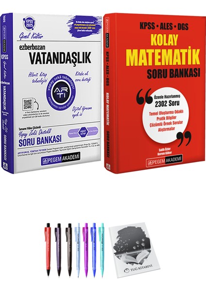 KPSS ALES DGS Kolay Matematik Soru Bankası - 2025 Ezberbozan KPSS Vatandaşlık Soru Bankası + Hediyeli