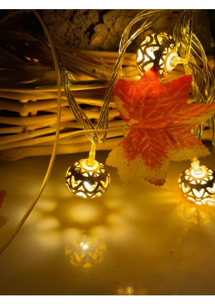 Osohome Fas Işlemeli Sarı LED Işıklı Dize Metalik 10 Adet Kalp LED 3,15 cm Fişli modelleri