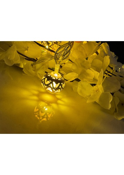 Osohome Fas Işlemeli Sarı LED Işıklı Dize Metalik 10 Adet Kalp LED 3,15 cm Fişli indirimleri