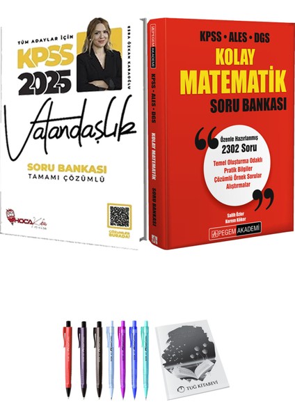 KPSS ALES DGS Kolay Matematik Soru Bankası - Hoca Kafası 2025 KPSS Vatandaşlık Soru Bankası + Hediyeli