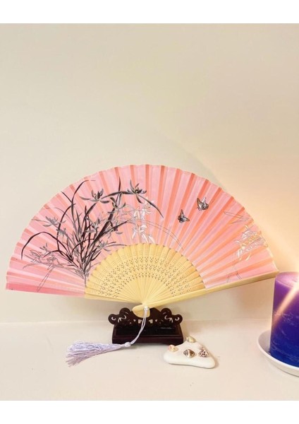 - Pembe Desenli Şık Yelpaze