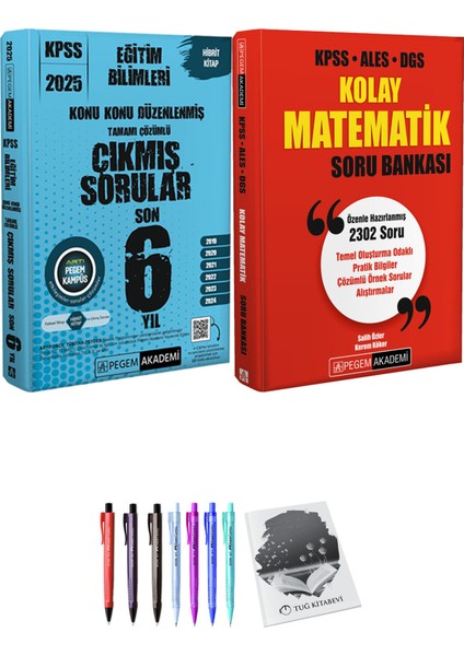 KPSS ALES DGS Kolay Matematik Soru Bankası - 2025 KPSS Eğitim Bilimleri Konu Konu Düzenlenmiş Tamamı Çözümlü Çıkmış Sorular Son 6 Yıl + Hediyeli