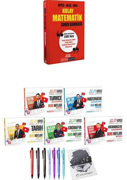 KPSS ALES DGS Kolay Matematik Soru Bankası - 2025 KPSS Türkçe Matematik Tarih Coğrafya Vatandaşlık Akademisi Video Ders Notları + Hediyeli